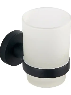 Závěsný kulatý držák kartáčků MEXEN REMO - kov/sklo - černý matný, 7050738-70 Pouze Dnes