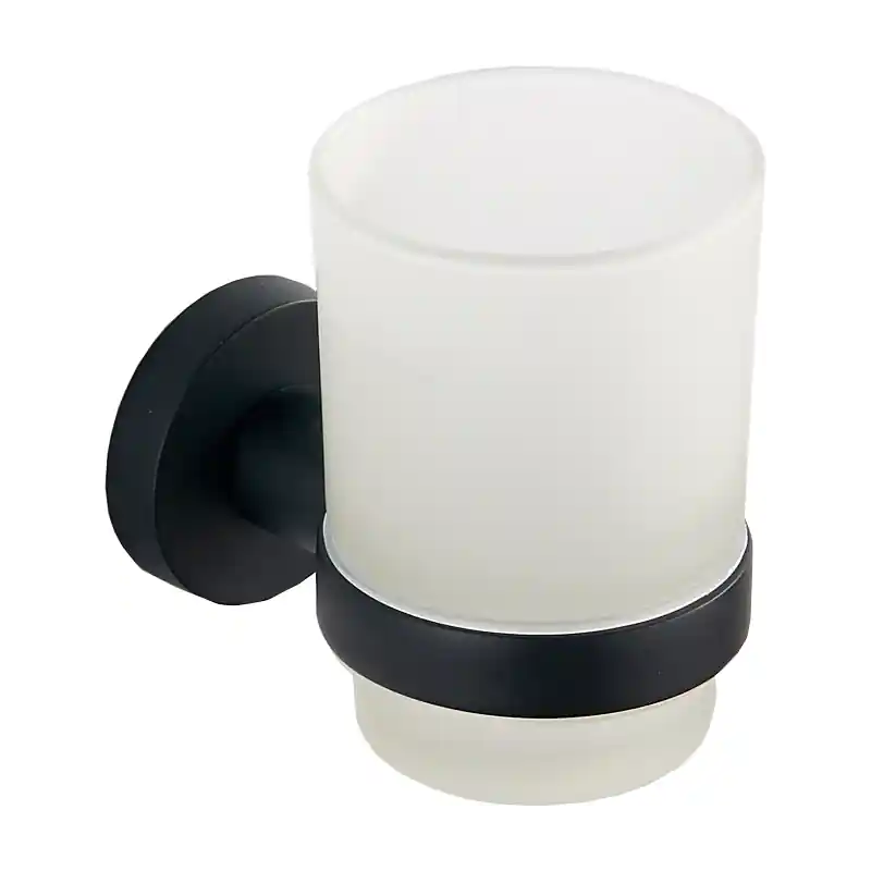 Závěsný kulatý držák kartáčků MEXEN REMO - kov/sklo - černý matný, 7050738-70 Pouze Dnes