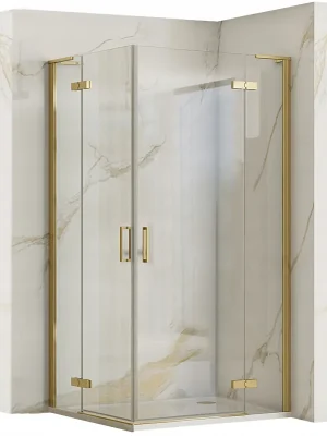 Sprchový kout REA HUGO DOUBLE 100x100 cm - broušený zlatý Akce