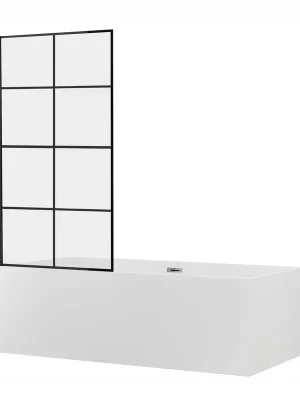 Vanová zástěna MEXEN ALEX s mřížkou - pevná - 70x140 cm - černá - čiré sklo, 893-070-000-70-77 Sezónní Sleva