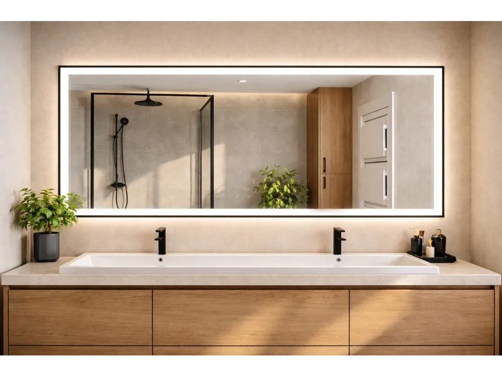 Cenová Bomba LED zrcadlo Noir 140x60 cm, černý matný rám, nastavitelné | Koupelny-sanita.cz