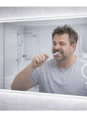 LED zrcadlo TIME 120x65 cm s hodinami a kosmetickým zrcátkem Ihned K Objednání