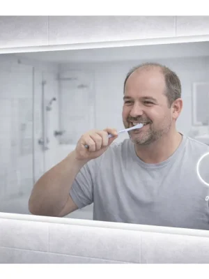 LED zrcadlo TIME 140x65 cm s hodinami a kosmetickým zrcátkem Tovární Cena