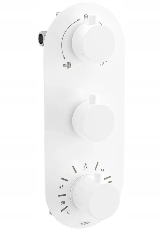 Značkový Podomítková termostatická baterie MEXEN KAI vysoká - bílá - 3 výstupy, 77603-20