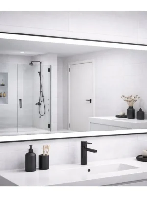 Dokud Zásoby Vydrží LED zrcadlo Noir 120x60 cm, černý matný rám, nastavitelné | Koupelny-sanita.cz