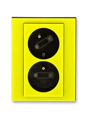 ABB 5513H-C02357 64 LEVIT Zásuvka dvojnásobná s natočenou dutinou žlutá/kouřová černá Výprodej