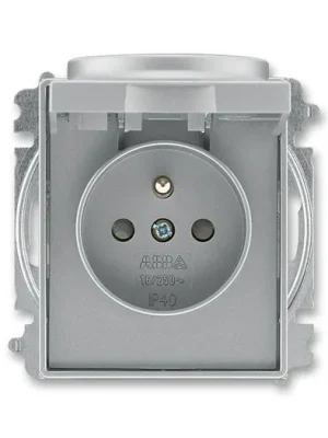 ABB 5519E-A02397 36 TIME Zásuvka jednoduchá s clonkami a s víčkem OCELOVÁ Novinka