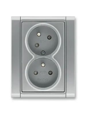 ABB 5513F-C02357 36 TIME zásuvka dvojnásobná s natočenou dutinou ocelová Hit Sezóny