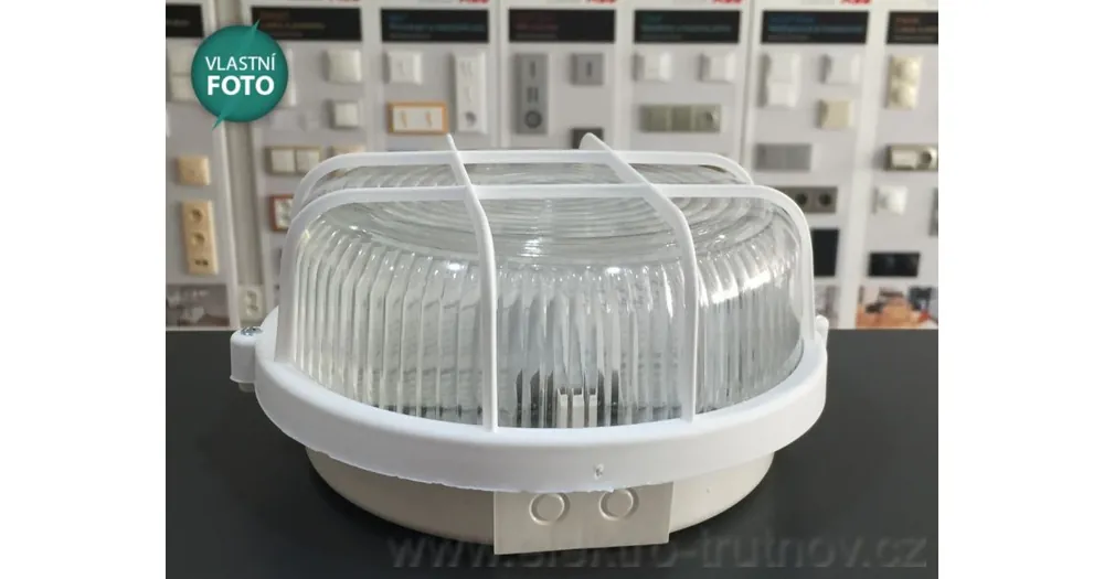 Panlux SKP-100/B svítidlo s mřížkou KRUH 100W bílá IP44 E27 Koupit Online