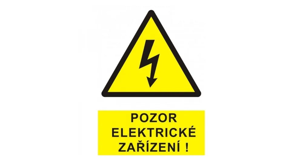 Novinka štítek "POZOR ELEKTRICKÉ ZAŘÍZENÍ" A5 15x21cm ,samolepící fólie