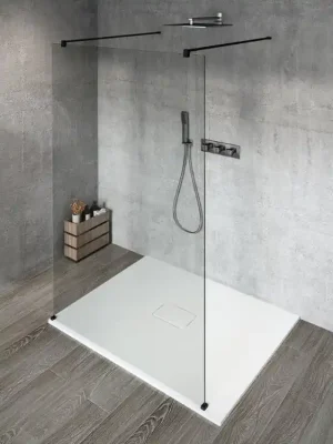 Značkový VARIO BLACK jednodílná sprchová zástěna do prostoru, čiré sklo, 1000 mm