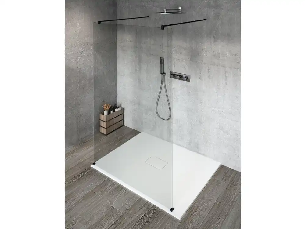 Značkový VARIO BLACK jednodílná sprchová zástěna do prostoru, čiré sklo, 1000 mm