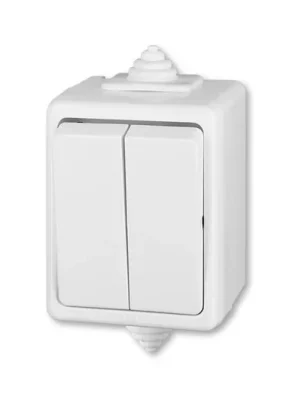 ABB Praktik 3553-52929 B Přepínač dvojitý střídavý č.6+6, IP 44, bílá  vhodné na dřevo bez podložky Expresní Doručení