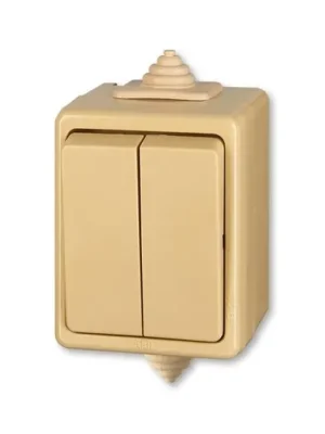 ABB Praktik 3553-52929 D Přepínač dvojitý střídavý č.6+6, IP 44, béžová  vhodné na dřevo bez podložky Must-Have