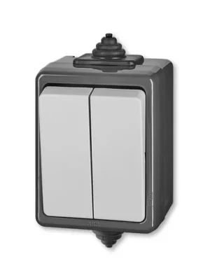 ABB Praktik 3553-52929 S Přepínač dvojitý střídavý č.6+6, IP 44, šedý vhodné na dřevo bez podložky Přímo Od Výrobce