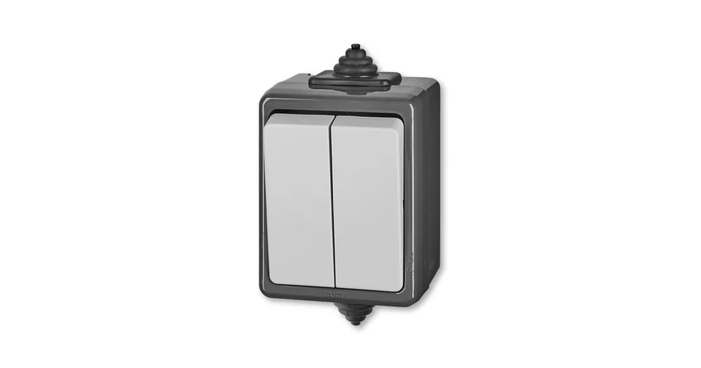 ABB Praktik 3553-52929 S Přepínač dvojitý střídavý č.6+6, IP 44, šedý vhodné na dřevo bez podložky Přímo Od Výrobce