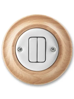 ABB 3559K-C87345 50 Decento® Ovládač zapínací dvojitý 1/0+1/0 bílá/přírodní buk Časově Omezené