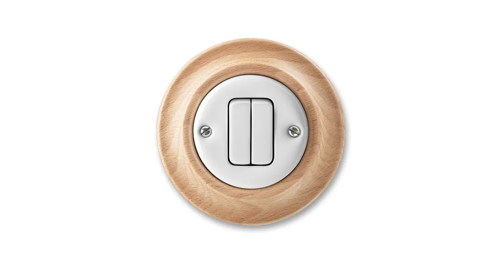 ABB 3559K-C87345 50 Decento® Ovládač zapínací dvojitý 1/0+1/0 bílá/přírodní buk Časově Omezené