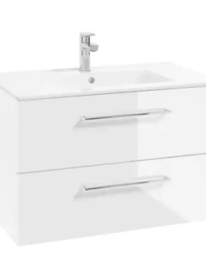 KIELLE | VEGA | skř&iacute;ňka s keramick&yacute;m umyvadlem | 80 | 2 z&aacute;suvky | b&iacute;l&aacute; lesk | DOPRODEJ Speciální Cena