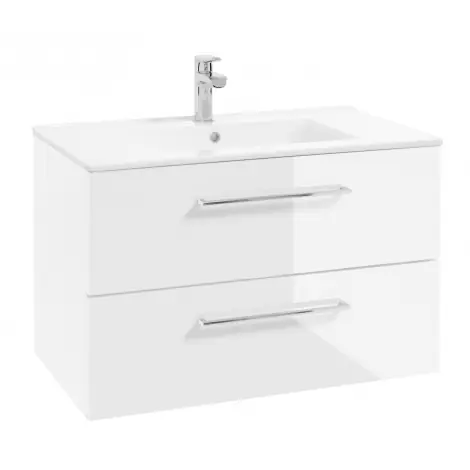 KIELLE | VEGA | skř&iacute;ňka s keramick&yacute;m umyvadlem | 80 | 2 z&aacute;suvky | b&iacute;l&aacute; lesk | DOPRODEJ Speciální Cena