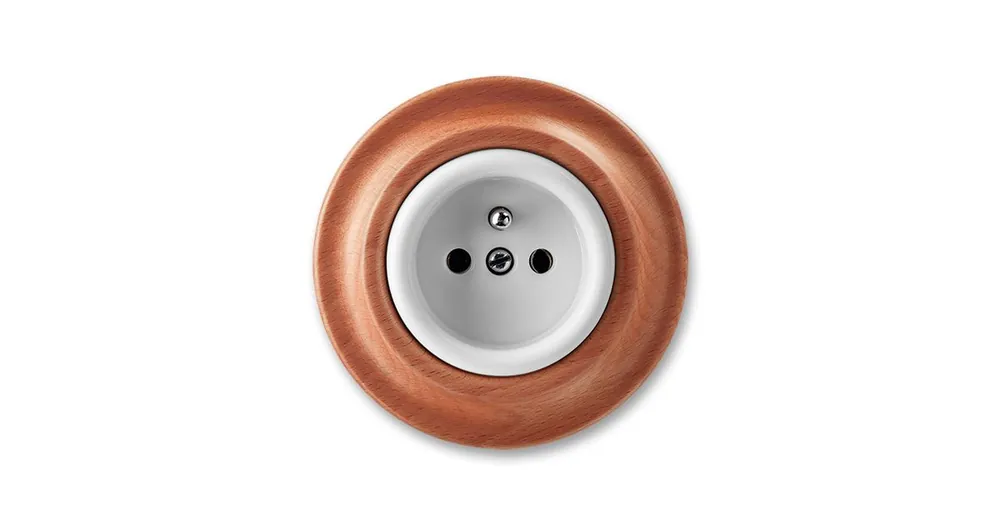 ABB 5519K-C02347 52 Decento® Zásuvka jednonásobná s ochranným kolíkem bílá/třešeň Horká Nabídka