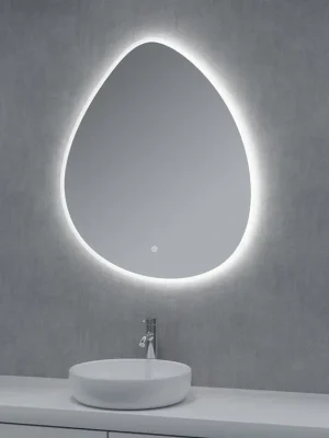 Zrcadlo ve tvaru kapky, LED osvětlení po obvodu, rozměr 800 x 800 mm, nastavitelná barva teploty světla Sezónní Sleva