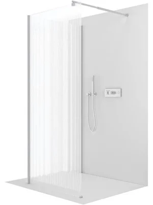 Značkový CERANO - Sprchová zástěna Walk-in Onyx Corner Round L/P - 8 mm - kulatá vzpěra - chrom, rýhované sklo - 110x120x200 cm