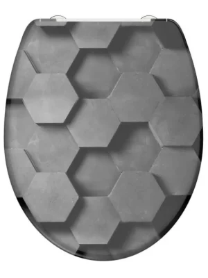 Doprava Zdarma WC sedátko Schütte GREY HEXAGONS| Duroplast, Soft Close