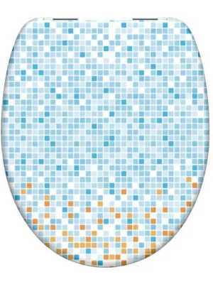 Horká Nabídka WC sedátko Schütte MOSAIK BLAU-ORANGE | Duroplast, Soft Close