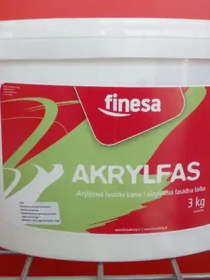 Levný FINESA AKRYLFAS akrylátová barva s vysokou krycí schopností, bělostí, odolností vůči otěru a povětrnostním vlivům 15kg