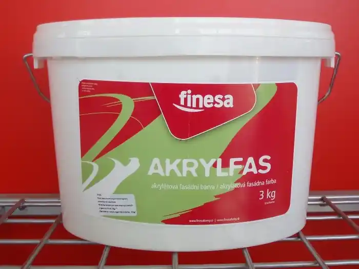 Levný FINESA AKRYLFAS akrylátová barva s vysokou krycí schopností, bělostí, odolností vůči otěru a povětrnostním vlivům 15kg
