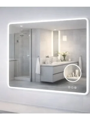 Rychlé Dodání Koupelnové zrcadlo MATTEO LIGHT 80x70 cm: LED se stmíváním a lupou