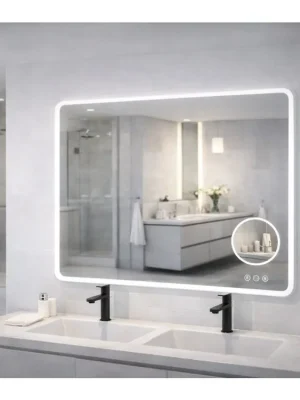 Koupelnové zrcadlo MATTEO LIGHT 100x70 cm: LED se stmíváním Vysoce Kvalitní