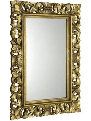 Značkový Sapho SCULE zrcadlo ve vyřezávaném rámu 80x120cm, zlatá IN316