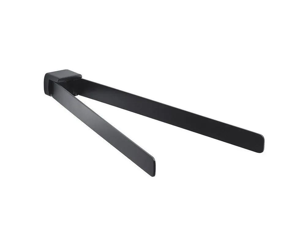 Značkový Sapho PIRENEI dvojitý držák ručníků otočný 350mm, černá mat PI2314