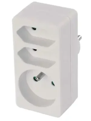 Nakupujte Hned Rozbočovací zásuvka 2× plochá + 1× kulatá, bílá