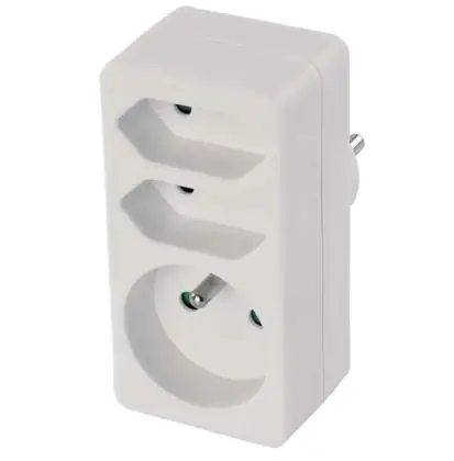 Nakupujte Hned Rozbočovací zásuvka 2× plochá + 1× kulatá, bílá