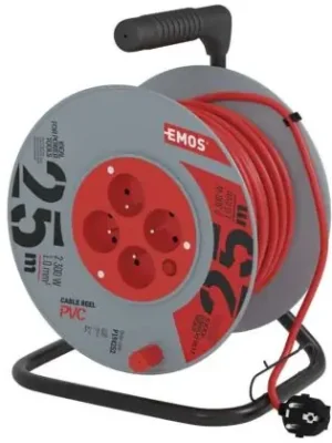 Expresní Doručení Prodlužovací kabel na bubnu 25 m / 4 zásuvky / červený / PVC / 230 V / 1 mm2