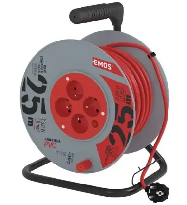 Expresní Doručení Prodlužovací kabel na bubnu 25 m / 4 zásuvky / červený / PVC / 230 V / 1 mm2