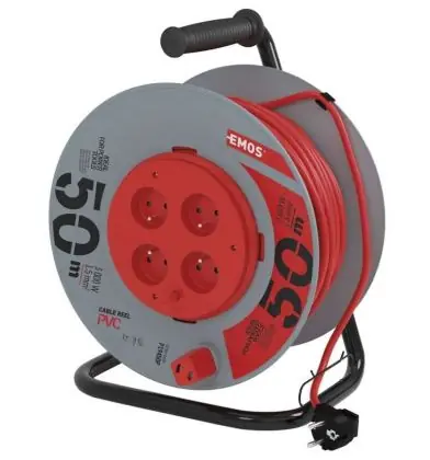 Prodlužovací kabel na bubnu 50 m / 4 zásuvky / černý / PVC / 230 V / 1,5 mm2 Sleva