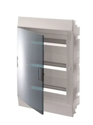 ABB 1SLM004101A1209 Rozvodnice modulové Rozvodnice zapuštěná, 54 Modulů, plastová průhledná dvířka, krytí IP41, řada Mistral41F, včetně N+PE svorek (32 + 32) Speciální Cena