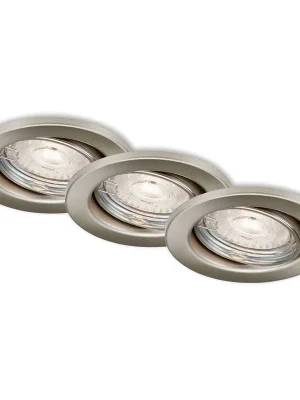 3ks sada LED vestavná svítidla, pr. 8,6 cm, 5 W, 460 lm, matný nikl - BRILO Dokud Zásoby Vydrží
