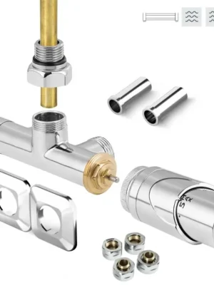 ONE-SADA, 1-bodový ventil s hlavicí+svěrné šroub.Cu+Al-Pex, plast.rozeta+krycí trubičky,chrom Poslední Šance