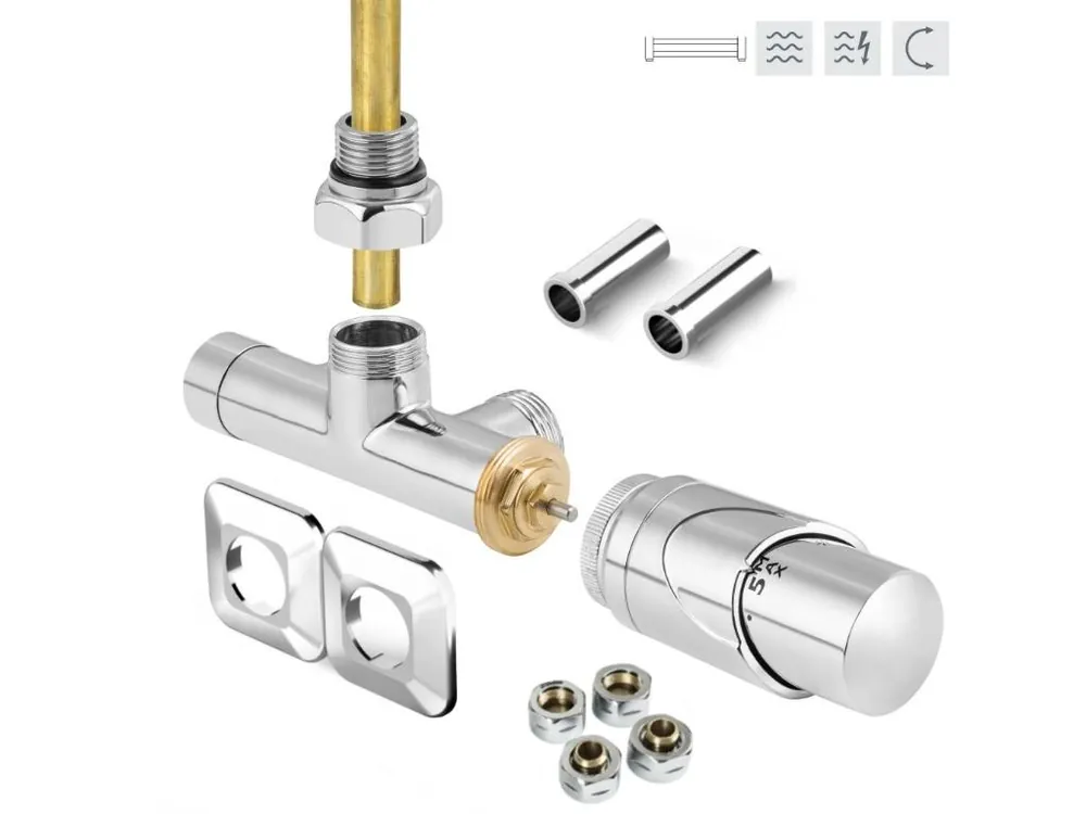 ONE-SADA, 1-bodový ventil s hlavicí+svěrné šroub.Cu+Al-Pex, plast.rozeta+krycí trubičky,chrom Poslední Šance