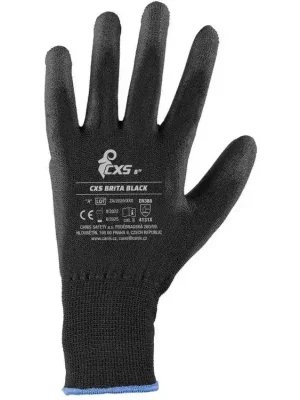 CANIS rukavice BRITA BLACK máčené v polyuretanu černé vel.09 Novinka