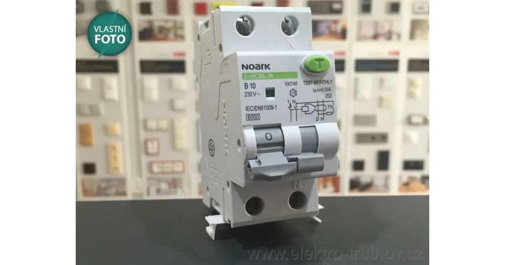 Značkový Noark Ex9BL-N 16A/B 30mA 6kA /107622/ Proudový chránič s nadproudovou ochranou 1P+N /náhrada za 100742/