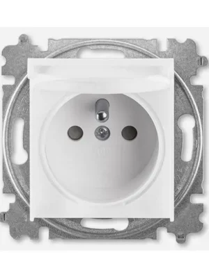 ABB 6619H-A06997 03 Levit Zásuvka jednonásobná s ochr. kolíkem, s clonkami, s víčkem; bílá/bílá náhrada za 5519H-A02397 03 Levný