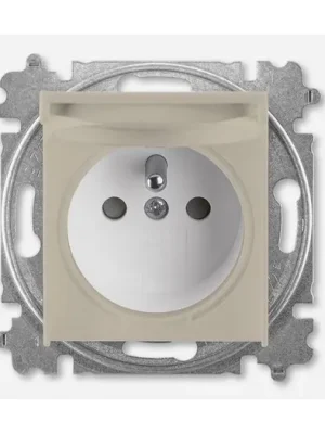 ABB 5519H-A02397 18 Levit Zásuvka jednonásobná s ochr. kolíkem, s clonkami, s víčkem; macchiato/bílá Zlevněný