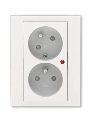 ABB 5593H-C02357 68 Levit Zásuvka dvojnásobná, s ochranou před přepětím; perleťová/ledová bílá Doprava Zdarma