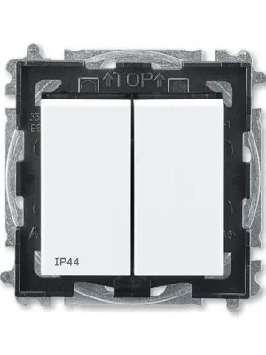 ABB 3559H-A05940 62 Levit s IP44  krytím, Přepínač sériový s krytem, řazení č.5, Bílá/kouřová černá Hit Sezóny